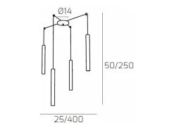 Round Tube Sospensione 4 Luci Bianco Cavo Cm.250 Con Base Blanco Clearance
