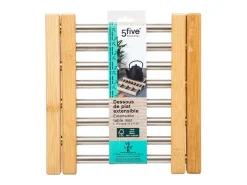 5five Salvamanteles Extensible de Bambú y Acero Inoxidable 35cm Gris Hot