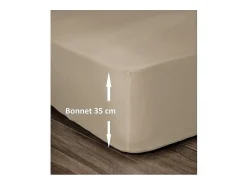 Sábana Ajustable 100% Algodón 160x200cm - con Faldón de 35cm Beige New
