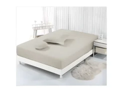 Discount Sábana Ajustable 100% Algodón 180x200 cm Mastic Tejido Cerrado 57 hilos/cm² Beige