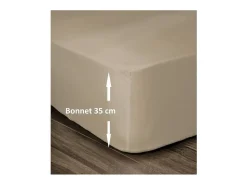 Sábana Bajera 100% Algodón 180 x 200 cm - Capó 35 cm - Beige Outlet