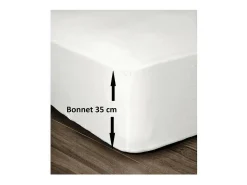 Ropa De Cama-Sábana Bajera 100% Algodón 140 x 190 cm - Capó 35 cm - Blanco