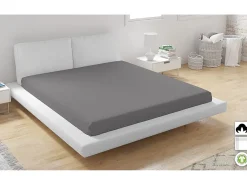 Housse De Rêve Sábana bajera de algodón orgánico 160 x 200 cm - Gris Gris antracita Outlet