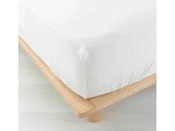 New Douceur d'intérieur Sábana bajera de gasa de algodón 140 x 190 cm Blanco