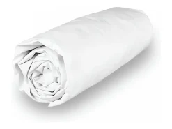 Soleil d'ocre Ropa De Cama-Sábana bajera de polialgodón 180x200 cm PERCALE , por Blanco