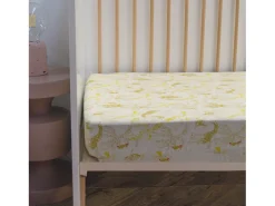 Sábana bajera de punto infantil con estampado de animales de la sabana 60 x 120 cm Amarillo Sale