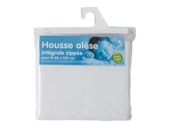 New Babycalin Sábana bajera para bebé 60 x 120 cm con cremallera - 100% poliéster impermeable - Blanco
