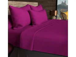 Soleil d'ocre Ropa De Cama-Sábana bajera 90x200 cm en algodón 57 Fils grosella negra Violeta