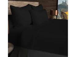 Soleil d'ocre Ropa De Cama-Sábana de algodón 57 hilos 260x300 cm liso, por Negro