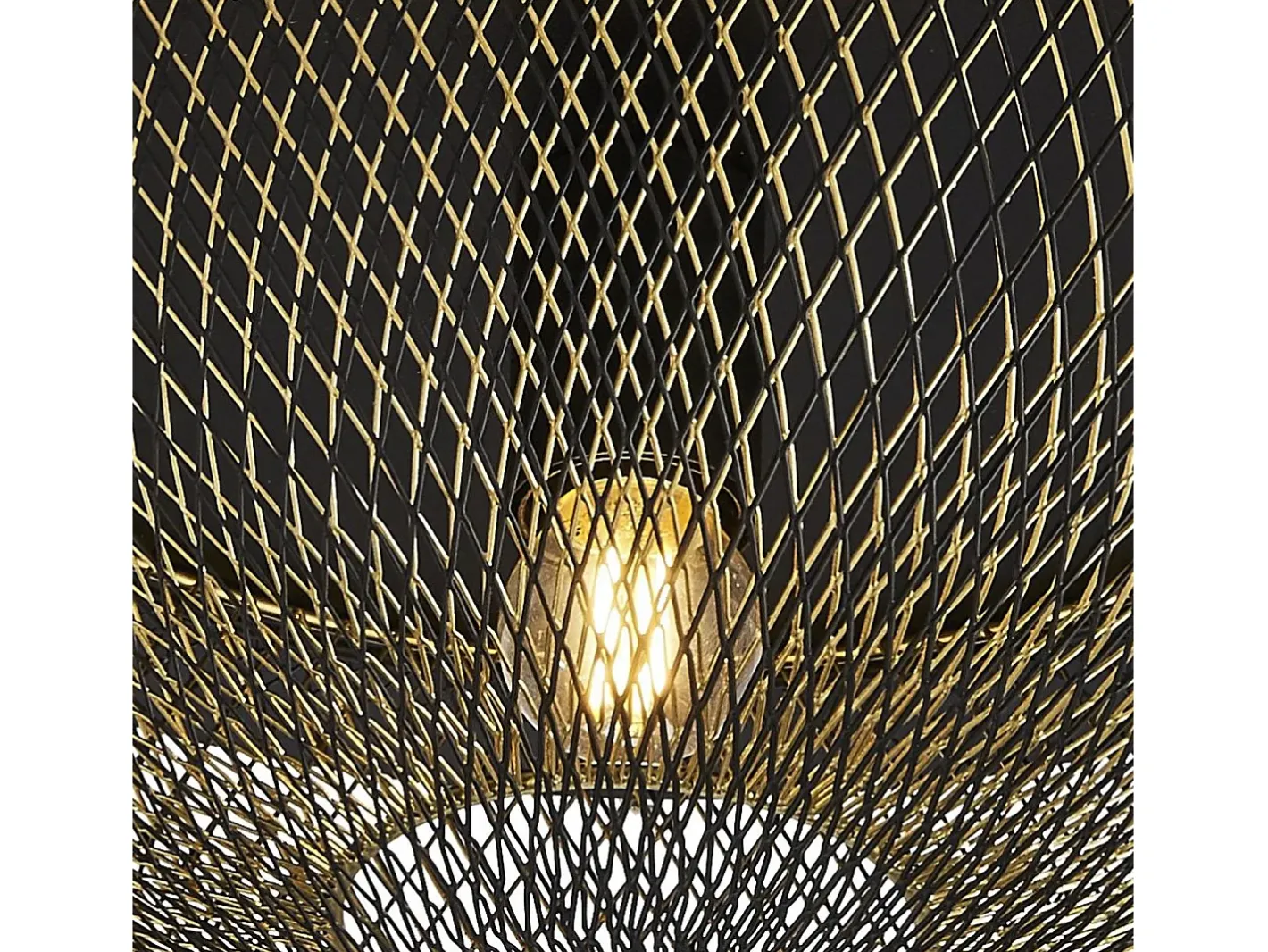 Plafón-Searchlight 1 ltt dubbelskiktad mesh-spolbeslag - svart yttre med guld inre Dorado