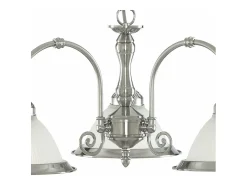 Outlet Searchlight American Diner 3 Ljus Multi Arm Multi Arm Takhnge Satin Silver, Acid Ribbed Glass, E27 Plateado