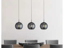 New Searchlight AMSTERDAM 3 ljus mattsvart takhngande runda Smokey glasskrmar Negro