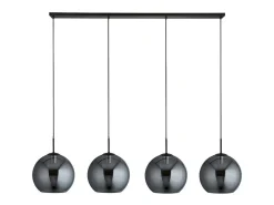 Lámpara Suspendida-Searchlight AMSTERDAM 4 ljus mattsvart takhnge runda Smokey glasskrmar Negro