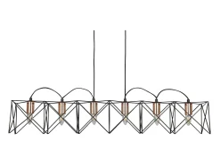 Lámpara Suspendida-Searchlight Anthea 6 Light Ceiling Pendel Bar Svart, Koppar, E27 Negro
