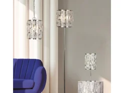Hot Searchlight BIJOU 1 ljus krom takhnge med kristallglas Gris