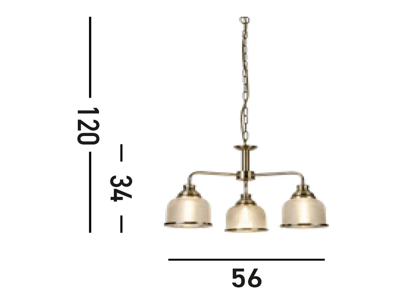 New Searchlight Bistro 3 Ljus Multi Arm Takhnge Vit, Antik Mssing, E27 Camel