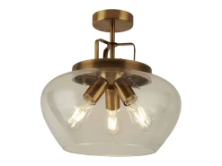 Clearance Searchlight Boule 3 Ljus Semi Flush Brons, Glas, E27 Bronce