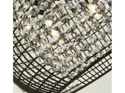 Searchlight CAGE 4 ljus svart trumma takhnge med kristallglaspaneler Negro Hot