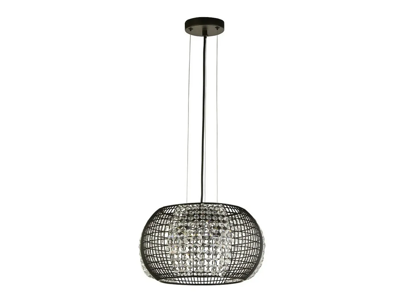 Searchlight CAGE 4 ljus svart trumma takhnge med kristallglaspaneler Negro Hot