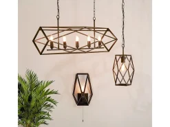 Lámpara Suspendida-Searchlight CHASSIS 5 ljussvart ljus takhnge Negro