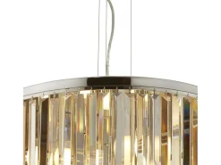 Lámpara Suspendida-Searchlight Clarissa 5 ljus takhnge krom, kristallprisma droppar, E14 Gris