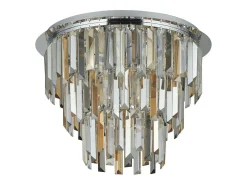 Searchlight Clarissalätta kromfärgade, genomskinliga/bärnstensfärgade/smokiga kristallprisma droppar Gris Discount