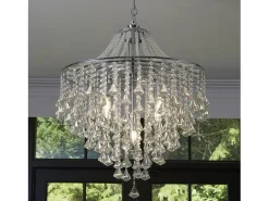 Lámpara Suspendida-Searchlight Dorchester 5 ljus ljuskrona kromfinish, E14 Gris