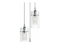 Lámpara Suspendida-Searchlight Duo 3 Light Cluster Pendel krom, glas, E14 Transparente