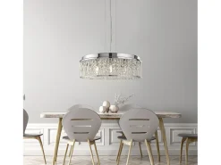 New Searchlight Elise 7 ljus takhnge krom med glaskristaller, G9 Gris