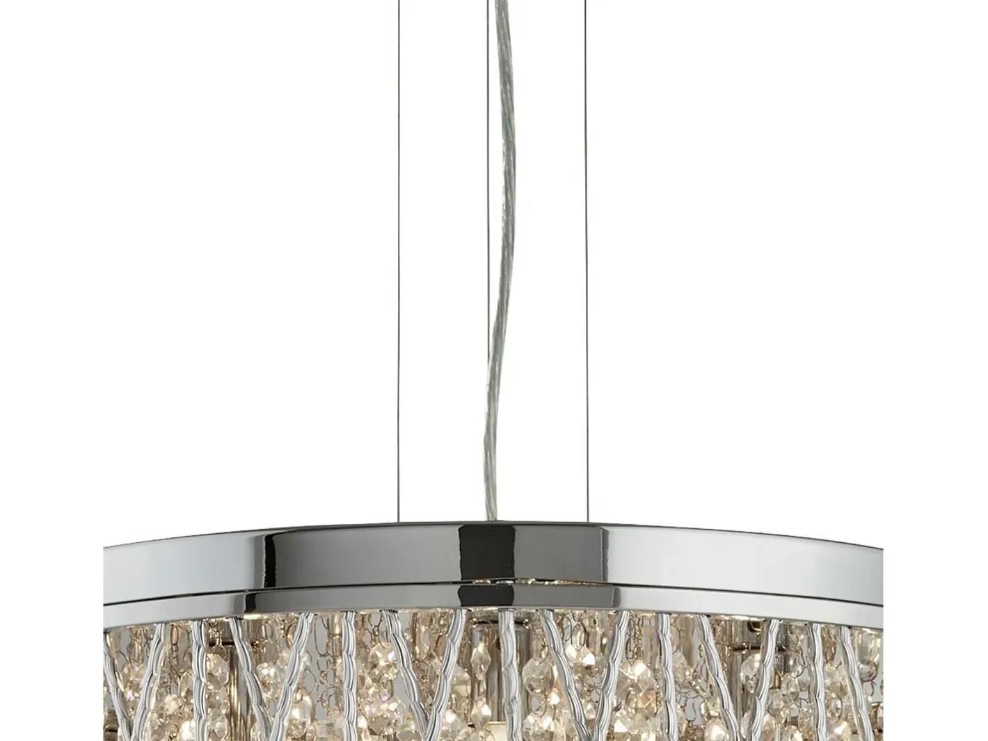 New Searchlight Elise 7 ljus takhnge krom med glaskristaller, G9 Gris