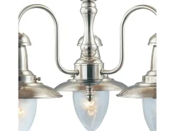 New Searchlight Fisherman 3 Ljus Multi Arm Takhnge Satin Silver, Seeded Glas, E27 Plateado