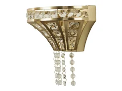 Aplique Para Pared-Searchlight Gemma Aplique 2 luces latón satinado, cristal transparente Camel