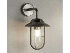 Searchlight Genoa 1 ljus utomhus Fisherman Dome vgglampa i rostfritt stl IP44 glaslyktor, E27 Gris Online