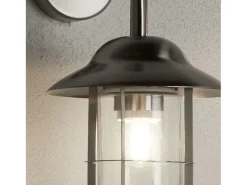 Searchlight Genoa 1 ljus utomhus Fisherman Dome vgglampa i rostfritt stl IP44 glaslyktor, E27 Gris Online
