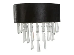 Searchlight Glamour Aplique 2 luces Terciopelo negro, cristal transparente Gris Sale