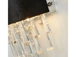 Searchlight Glamour Aplique 2 luces Terciopelo negro, cristal transparente Gris Sale