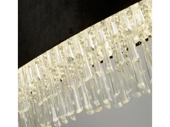 Searchlight Glamour Lámpara colgante ovalada de 8 luces Terciopelo negro, cristal transparente Gris Sale