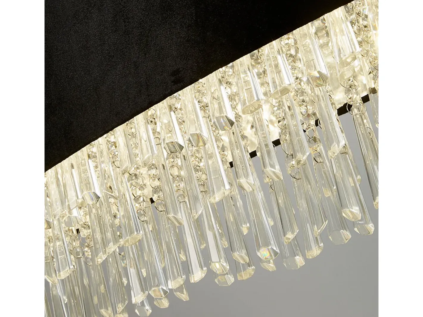 Searchlight Glamour Lámpara colgante ovalada de 8 luces Terciopelo negro, cristal transparente Gris Sale