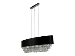 Searchlight Glamour Lámpara colgante ovalada de 8 luces Terciopelo negro, cristal transparente Gris Sale