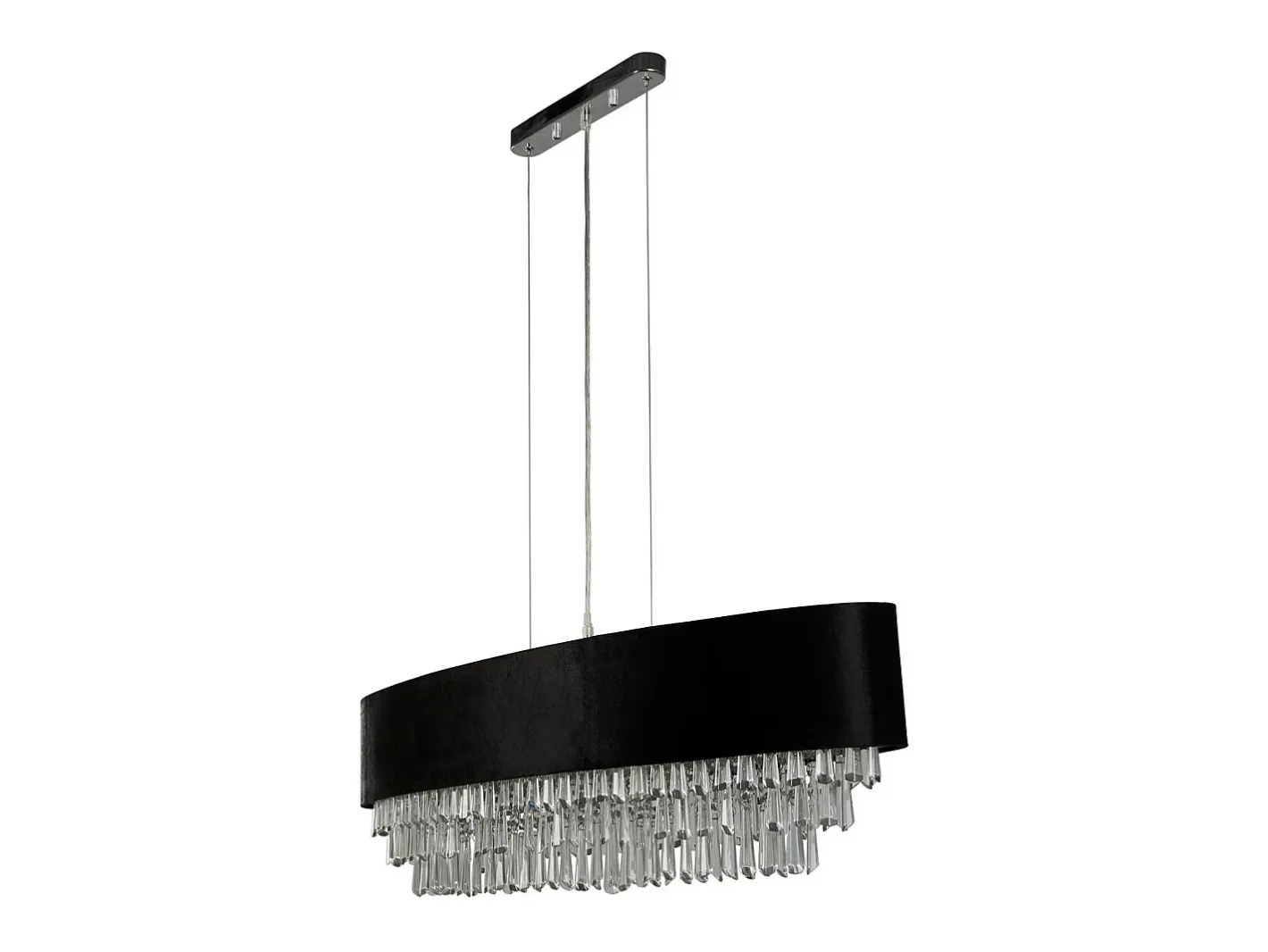 Searchlight Glamour Lámpara colgante ovalada de 8 luces Terciopelo negro, cristal transparente Gris Sale