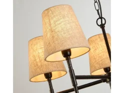 Clearance Searchlight Gothic Lámpara colgante de 5 luces martillado, lino natural Negro