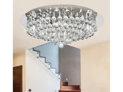 Best Searchlight Hanna 8 Light Semi Flush Ceiling Light Chrome with Crystals, G9 Gris