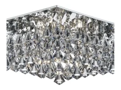 Searchlight Hanna 8 Light Square Ceiling Semi Flush Light Chrome med pyramidkristaller, G9 Gris Discount