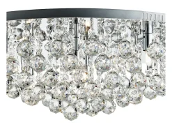 Outlet Searchlight Hanna 8 Ljus Runt Tak Semi Flush Light Krom med kristallkulor, G9 Gris
