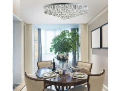 Outlet Searchlight Hanna 8 Ljus Runt Tak Semi Flush Light Krom med kristallkulor, G9 Gris