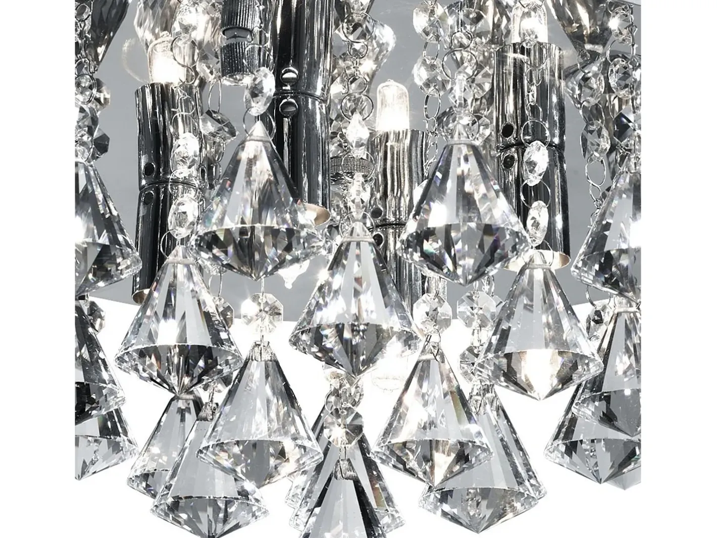 Plafón-Searchlight Hanna 4 ljus tak semi flush light krom med diamantkristaller, G9 Gris