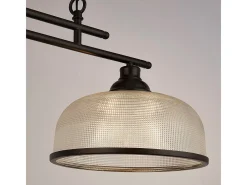 Lámpara Suspendida-Searchlight Highworth Colgante de 2 luces , vidrio estilo holofan Negro