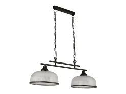 Lámpara Suspendida-Searchlight Highworth Colgante de 2 luces , vidrio estilo holofan Negro
