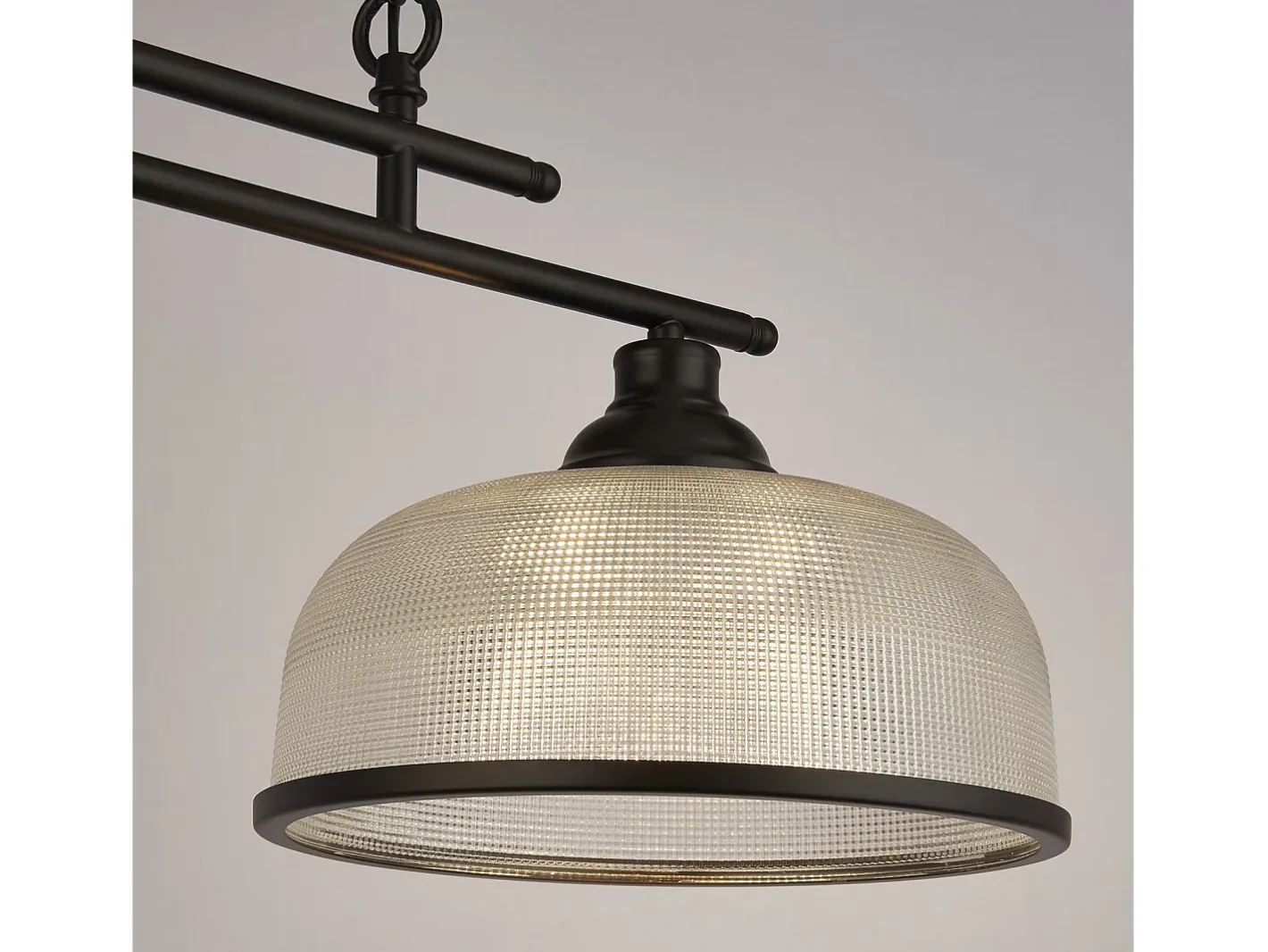 Lámpara Suspendida-Searchlight Highworth Colgante de 2 luces , vidrio estilo holofan Negro