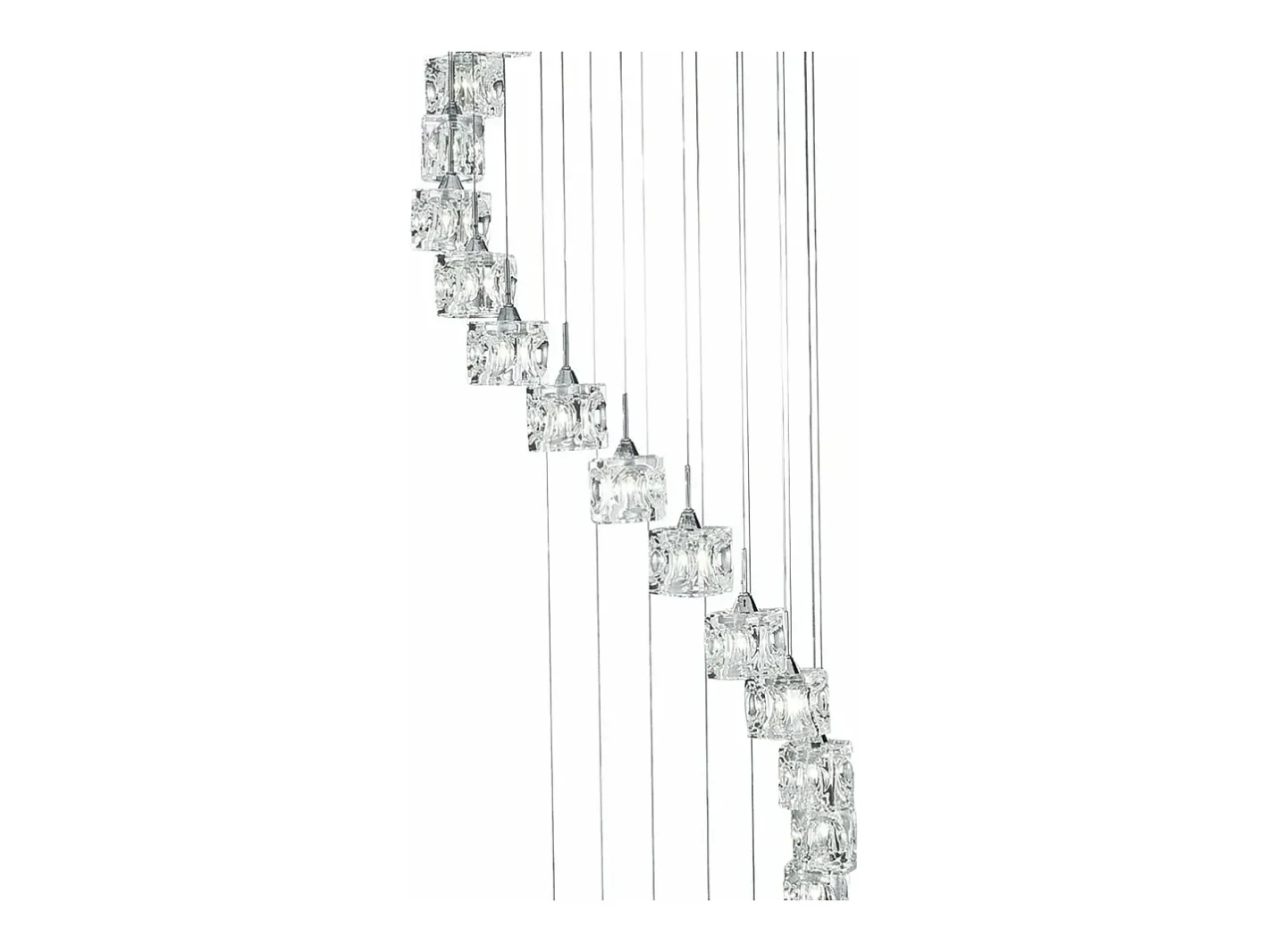 New Searchlight Ice Cube Integrerad LED 20 Light Spiral Cluster Pendel Chrome Finish Gris